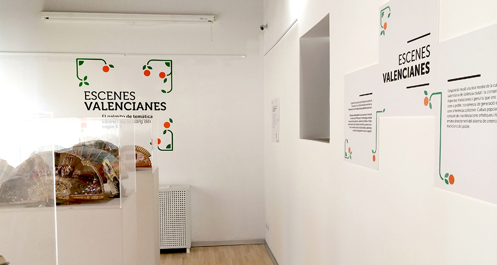 exposicion escenes valencianes diseño grafico vinilo imagen mosaico museo palmito abanico cultura valenciana aldaia naranja modular naranjo